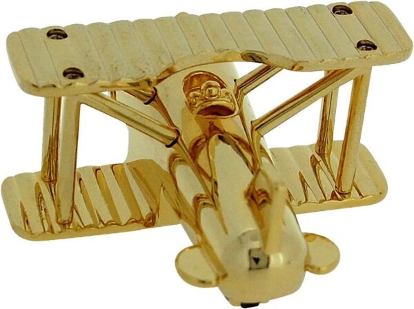 Miniature Clock Goldtone Plated Metal Bi-Plane Design Solid Brass IMP1014S - CLEARANCE NEEDS RE-BATTERY - Image 2