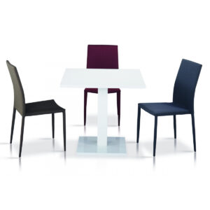 Chatham High Gloss Table with Stainless Steel Base - White