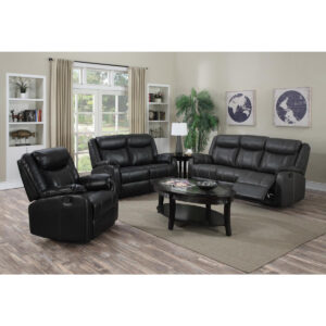 Leeds Recliner LeatherLux & PU 3 Seater - Gun Metal