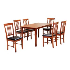 Massa Large Dining Set with 6 Chairs - Mahogany