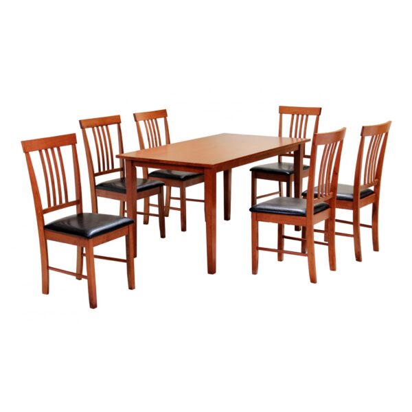 Massa Large Dining Set with 6 Chairs - Mahogany