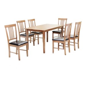 Massa Large Dining Set with 6 Chairs - Oak