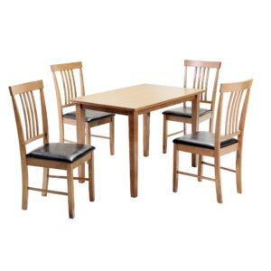 Massa Medium Dining Set with 4 Chairs - Oak