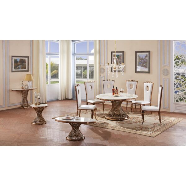 Pescara Marble Coffee Table with Stainless Steel Base - Image 2
