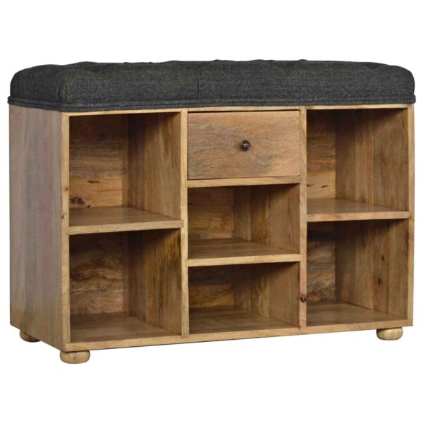 Black Tweed 1 Drawer Bench - Image 6