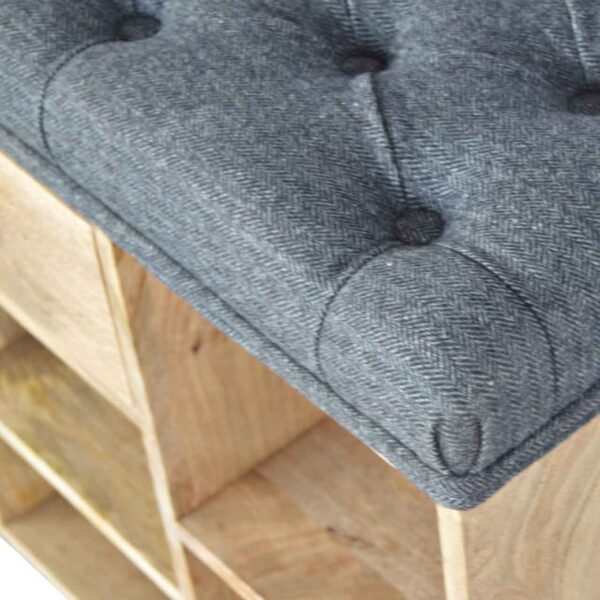 Black Tweed 1 Drawer Bench - Image 7