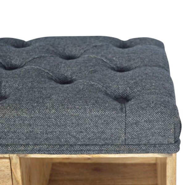 Black Tweed 1 Drawer Bench - Image 2
