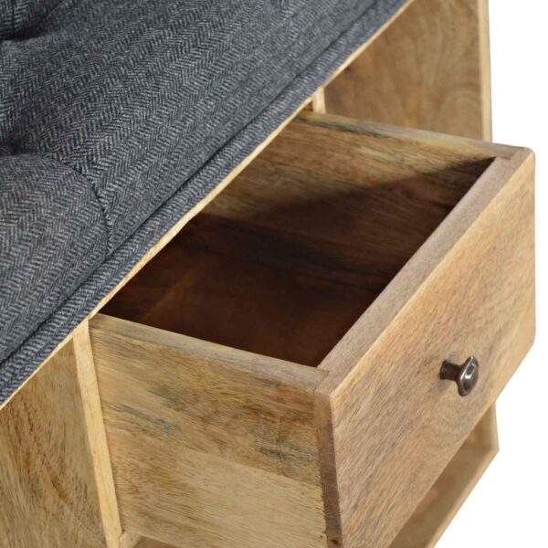 Black Tweed 1 Drawer Bench - Image 4