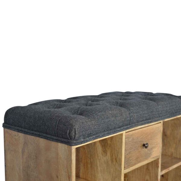 Black Tweed 1 Drawer Bench - Image 5