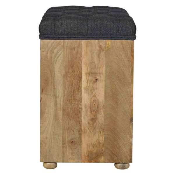 Black Tweed 1 Drawer Bench - Image 8