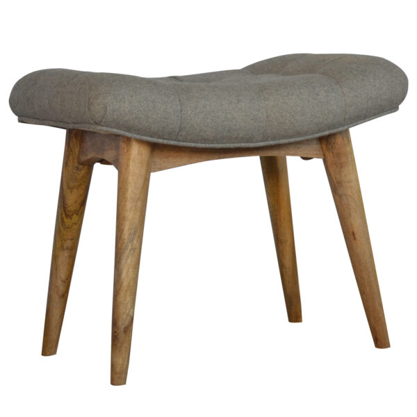 Curved Grey Tweed Bench - Image 2