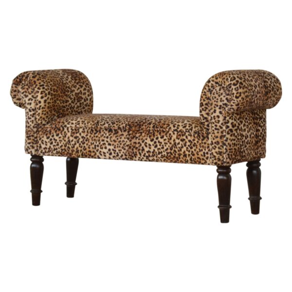 Leopard Print Velvet Bench - Image 2