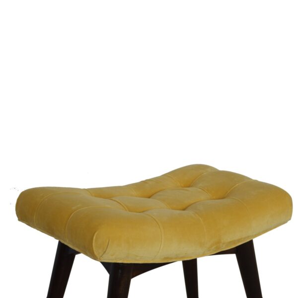 Mustard Cotton Velvet Curved Bench - Image 4