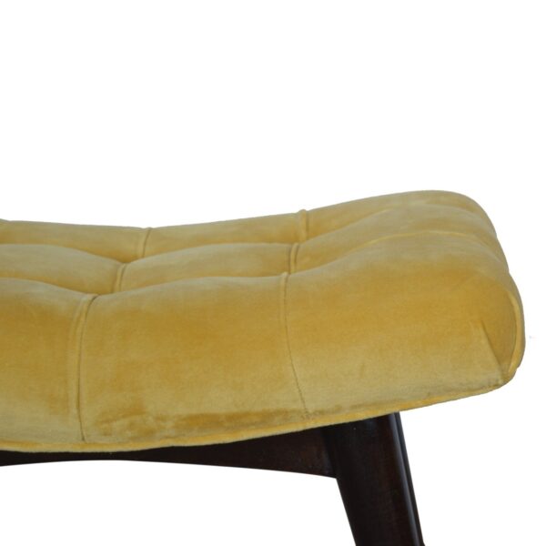 Mustard Cotton Velvet Curved Bench - Image 5
