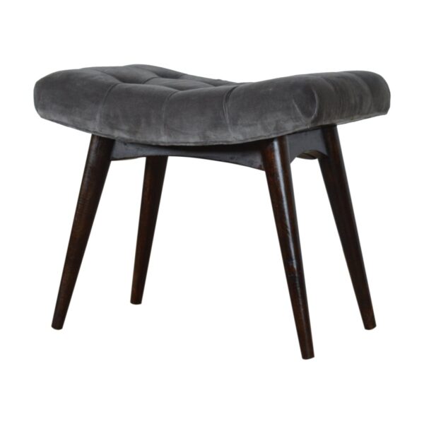 Grey Cotton Velvet Curved Bench - Image 2