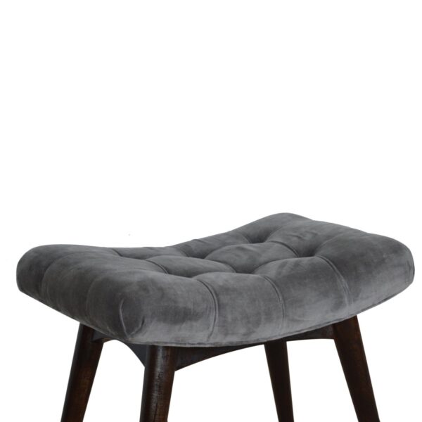 Grey Cotton Velvet Curved Bench - Image 4
