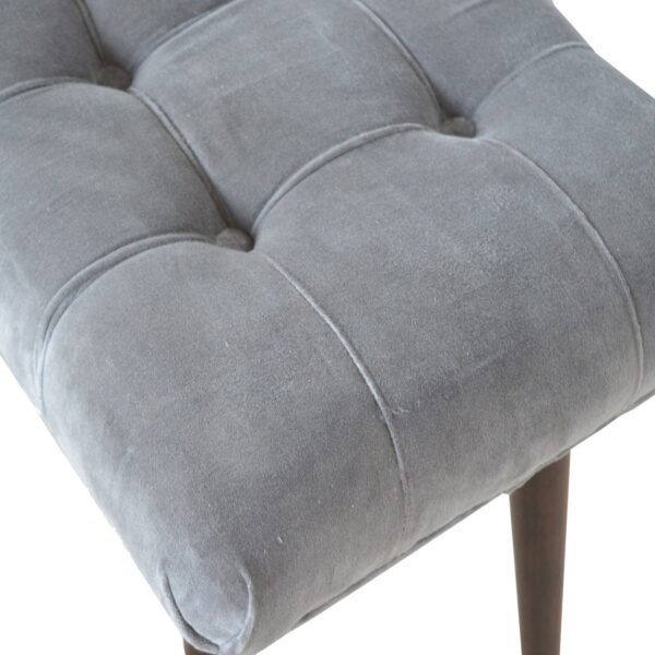 Grey Cotton Velvet Curved Bench - Image 3