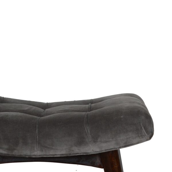 Grey Cotton Velvet Curved Bench - Image 6