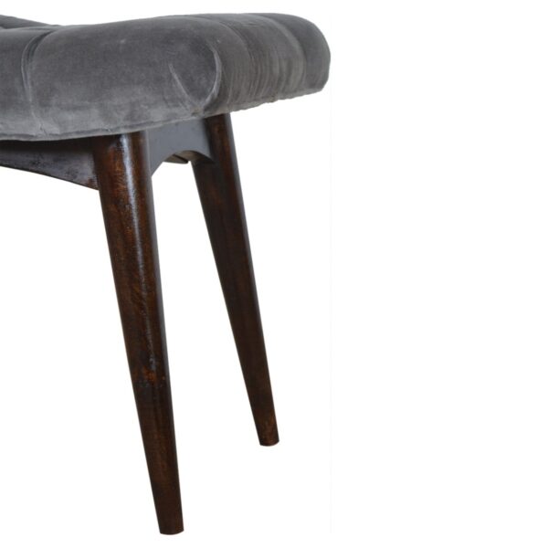 Grey Cotton Velvet Curved Bench - Image 5