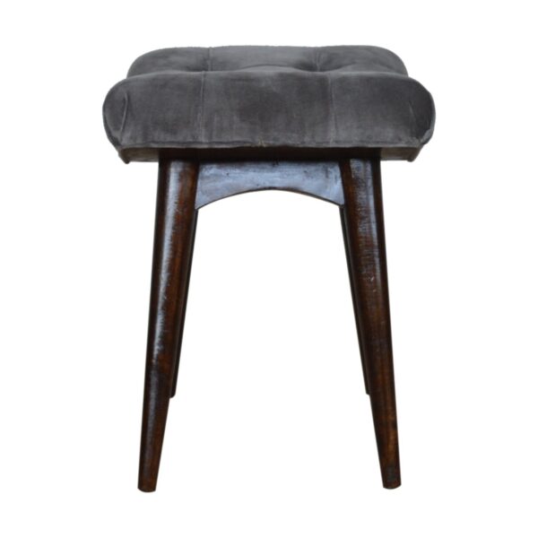 Grey Cotton Velvet Curved Bench - Image 8