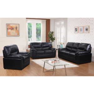 Rachel Sofa LeatherGel & PU 3 Seater - Black