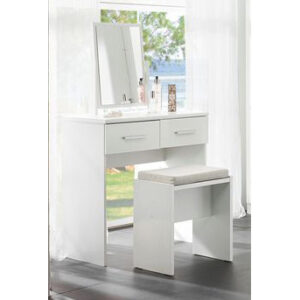 Topline Dressing Table with Mirror & Stool - White