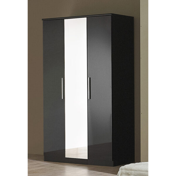 Topline Robe with Centre Mirror 3 Door - Black