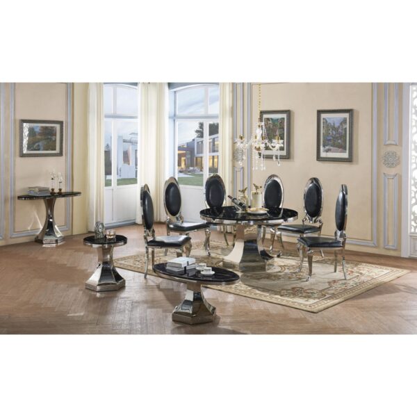 Vasto Marble Lamp Table with Stainless Steel Base - Image 2