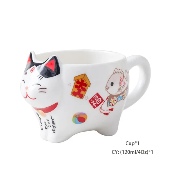 Cute Japanese Lucky Cat Porcelain Tea Set Creative Maneki Neko Ceramic Tea Cup Pot with Strainer Lovely Plutus Cat Teapot Mug - Image 9