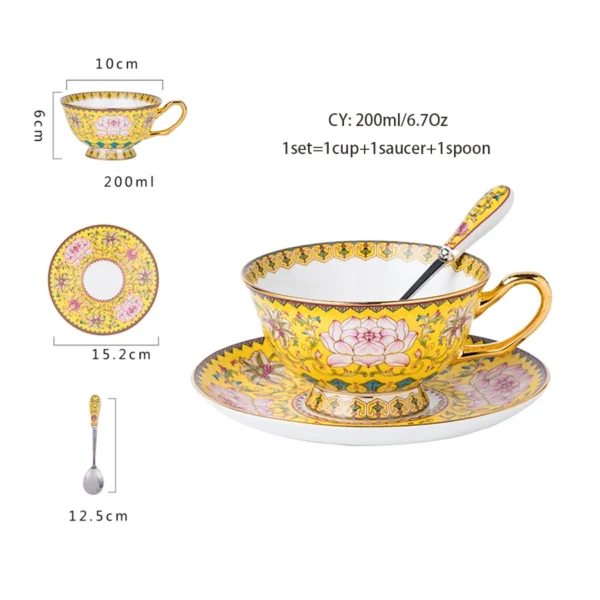 Europe Bone China Coffee Cup Saucer Spoon Set 200ml Luxury Ceramic Mug Top-grade Porcelain Tea Cup Cafe Teaware Party Drinkware - Image 61