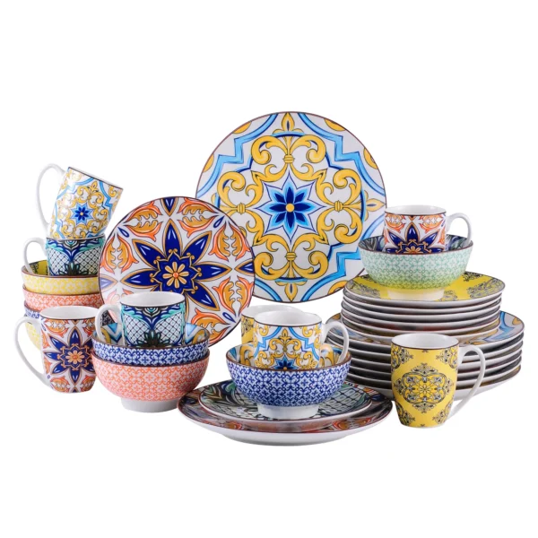 vancasso16/32 Piece Jasmin Pattern Porcelain Tableware Dinnerware Dinner Set with Dinner Plate,Dessert Plate,Bowl,Mug Set - Image 8