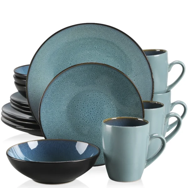VANCASSO BUBBLE 16/32/48-Piece Tableware Set Vintage Ceramic Blue/Brown Stoneware Set with Dinner&Dessert Plate,Bowl,Coffee Cups - Image 10