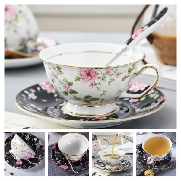 Europe Bone China Coffee Cup Saucer Spoon Set 200ml Luxury Ceramic Mug Top-grade Porcelain Tea Cup Cafe Teaware Party Drinkware - Image 53
