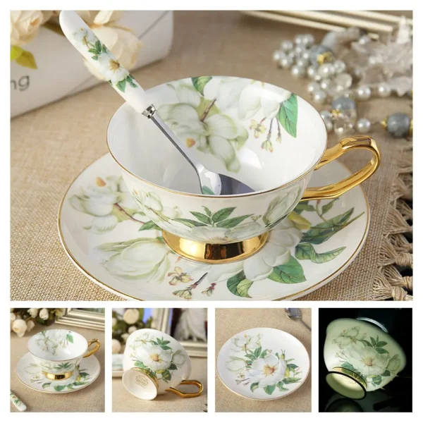 Europe Bone China Coffee Cup Saucer Spoon Set 200ml Luxury Ceramic Mug Top-grade Porcelain Tea Cup Cafe Teaware Party Drinkware - Image 30