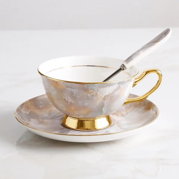 Europe Bone China Coffee Cup Saucer Spoon Set 200ml Luxury Ceramic Mug Top-grade Porcelain Tea Cup Cafe Teaware Party Drinkware - Image 58