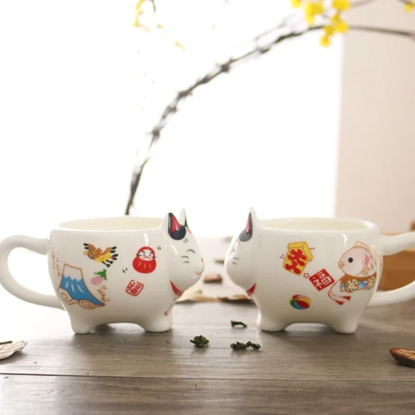 Cute Japanese Lucky Cat Porcelain Tea Set Creative Maneki Neko Ceramic Tea Cup Pot with Strainer Lovely Plutus Cat Teapot Mug - Image 4