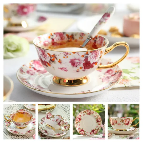 Europe Bone China Coffee Cup Saucer Spoon Set 200ml Luxury Ceramic Mug Top-grade Porcelain Tea Cup Cafe Teaware Party Drinkware - Image 29
