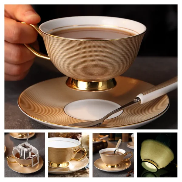 Europe Bone China Coffee Cup Saucer Spoon Set 200ml Luxury Ceramic Mug Top-grade Porcelain Tea Cup Cafe Teaware Party Drinkware - Image 31