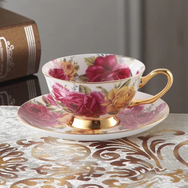 Europe Bone China Coffee Cup Saucer Spoon Set 200ml Luxury Ceramic Mug Top-grade Porcelain Tea Cup Cafe Teaware Party Drinkware - Image 36