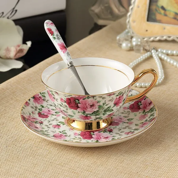 Europe Bone China Coffee Cup Saucer Spoon Set 200ml Luxury Ceramic Mug Top-grade Porcelain Tea Cup Cafe Teaware Party Drinkware - Image 35