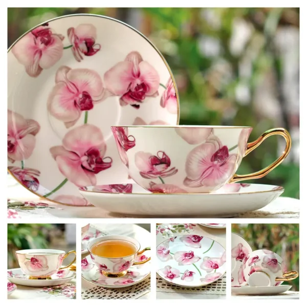 Europe Bone China Coffee Cup Saucer Spoon Set 200ml Luxury Ceramic Mug Top-grade Porcelain Tea Cup Cafe Teaware Party Drinkware - Image 23