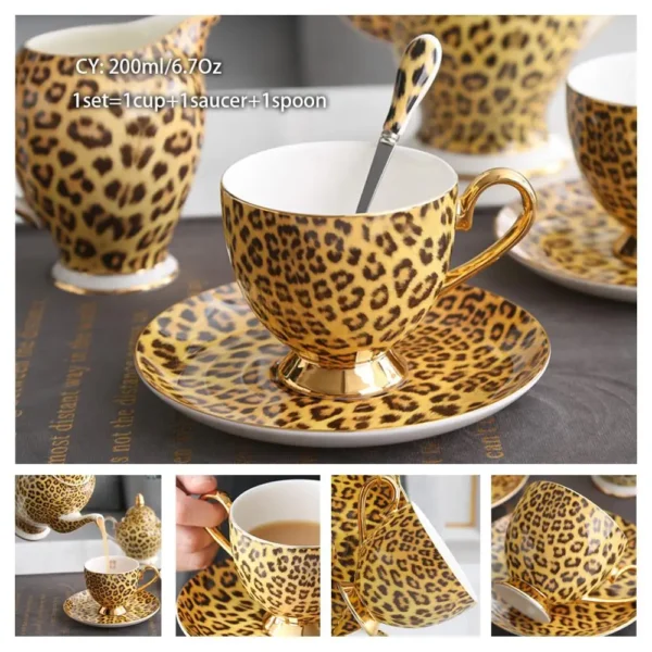 Europe Bone China Coffee Cup Saucer Spoon Set 200ml Luxury Ceramic Mug Top-grade Porcelain Tea Cup Cafe Teaware Party Drinkware - Image 50