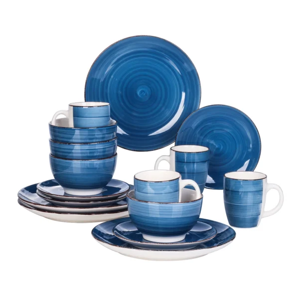 vancasso 16/32/48 PCS Porcelain Dinner Set Blue Vintage Look Ceramic Plate Set with 12*Dinner Plate,Dessert Plate,Bowl,Mug Set - Image 6