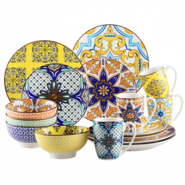 vancasso16/32 Piece Jasmin Pattern Porcelain Tableware Dinnerware Dinner Set with Dinner Plate,Dessert Plate,Bowl,Mug Set - Image 7