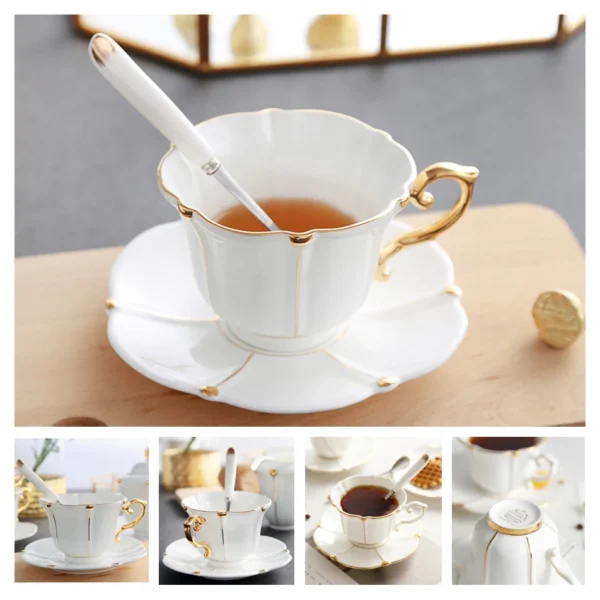 Europe Bone China Coffee Cup Saucer Spoon Set 200ml Luxury Ceramic Mug Top-grade Porcelain Tea Cup Cafe Teaware Party Drinkware - Image 40