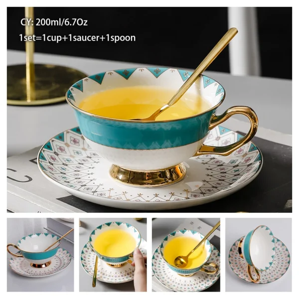 Europe Bone China Coffee Cup Saucer Spoon Set 200ml Luxury Ceramic Mug Top-grade Porcelain Tea Cup Cafe Teaware Party Drinkware - Image 64