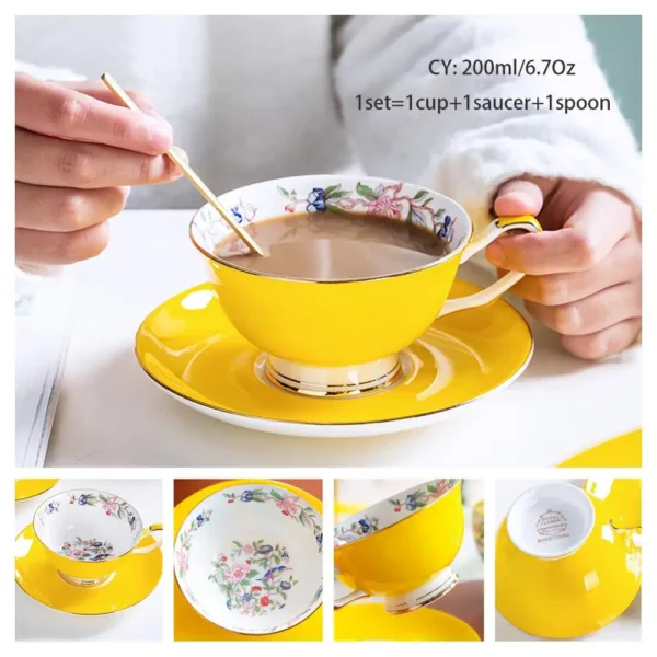 Europe Bone China Coffee Cup Saucer Spoon Set 200ml Luxury Ceramic Mug Top-grade Porcelain Tea Cup Cafe Teaware Party Drinkware - Image 62