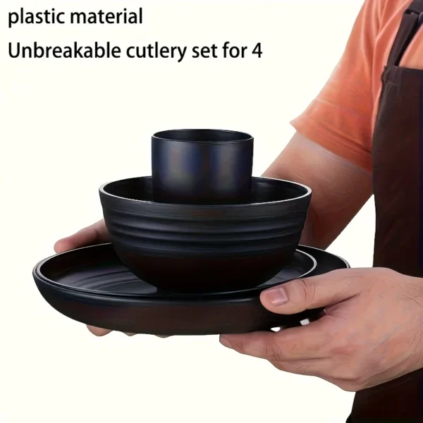 16pcs Eco Tableware Set - Biodegradable Plates Bowls Cups, Heat-Resistant Compostable BPA-Free Plant-Based for Family Kids - Image 6