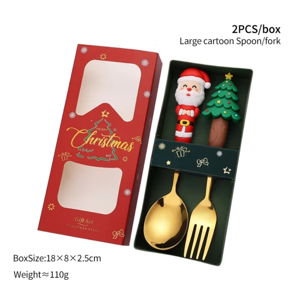 Christmas Coffee Spoons Forks Set Stainless Steel Spoon Forks Christmas Gifts for Kids Fruit Fork Coffee Spoon Dessert Spoon Set - Image 8