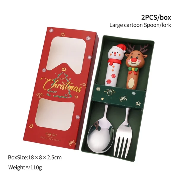 Christmas Coffee Spoons Forks Set Stainless Steel Spoon Forks Christmas Gifts for Kids Fruit Fork Coffee Spoon Dessert Spoon Set - Image 20